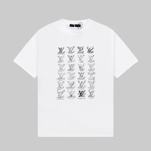Premium Louis Vuitton Kurzarm Weiß Logo Luxus