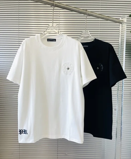 Meistverkauftes Chrome Hearts T-Shirt, schwarze Baumwolle, bestickter Stil