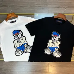 Luxus Louis Vuitton Kurzarm T-Shirts Weiß Baumwolle Logo Luxus