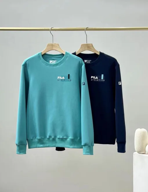 Premium Fila Sweatshirts Blau Baumwolle Stickerei Stil
