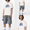 Hochwertiger Louis Vuitton Kurzarm-Regenbogen-Baumwoll-Atmungsaktiver Stil
