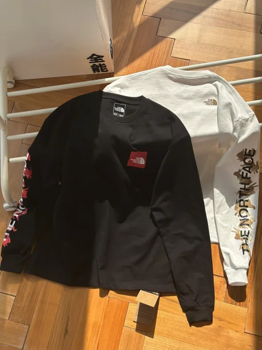 Luxus The North Face Langarmshirt aus schwarzer Baumwolle im Logo-Stil
