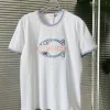 Hochwertiges Coach T-Shirt Blau Baumwolle Bestickt Luxus
