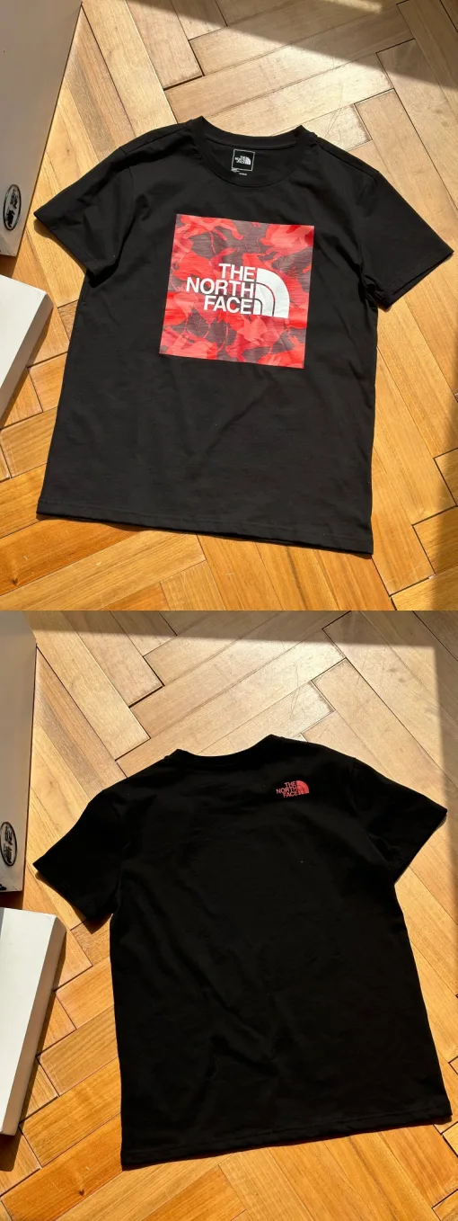 Premium Qualität The North Face Kurzarm Schwarz Baumwolle Camouflage Kollektion