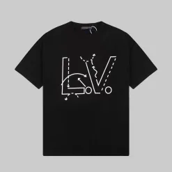 Luxuriöses Louis Vuitton Kurzarmhemd im schwarzen Logo-Stil