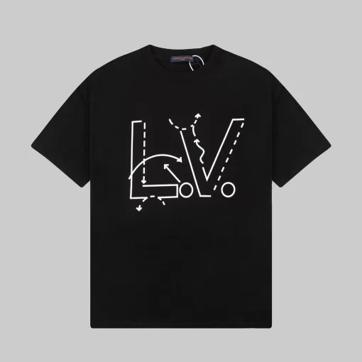Luxuriöses Louis Vuitton Kurzarmhemd im schwarzen Logo-Stil