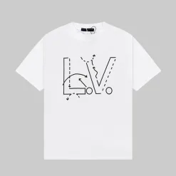 Meistverkaufte Louis Vuitton Kurzarm Weiß Logo Luxus