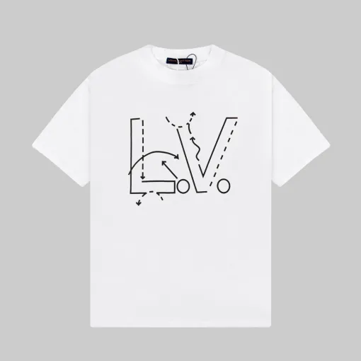 Meistverkaufte Louis Vuitton Kurzarm Weiß Logo Luxus