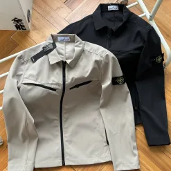 Hochwertige Stone Island Hemden Schwarz Solid Style