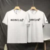 Hochwertiger Moncler Kurzarm-Stil aus weißer Baumwolle mit Stickerei