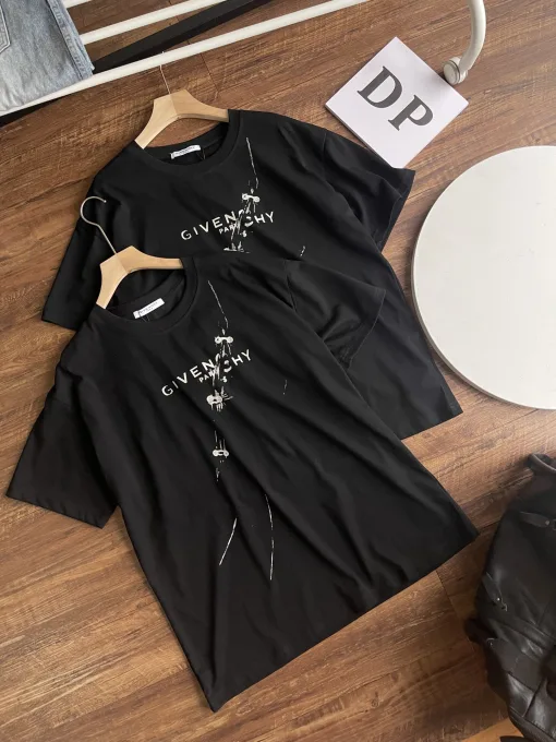 Premium Givenchy Kurzarm Schwarz Baumwolle Atmungsaktiv Luxus