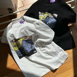 Luxus The North Face Kurzarm Lila Baumwolle Print Stil