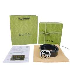 Premium Gucci Ledergürtel Schwarzes Rindsleder Classic Collection