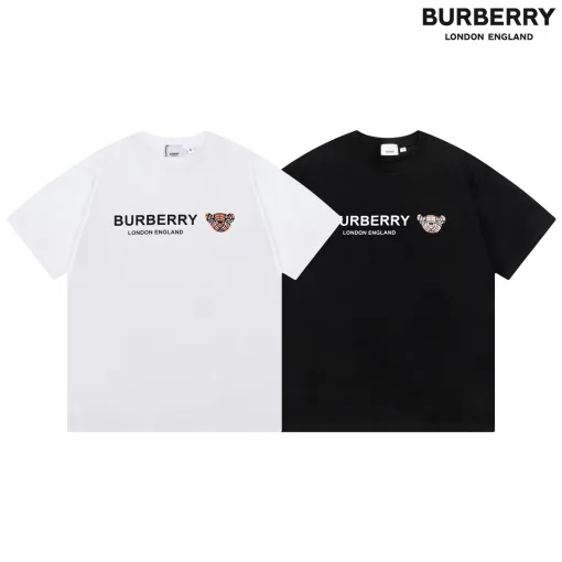 Premium Burberry Kurzarm-Stil mit schwarzem Print