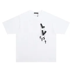 Hochwertiges Louis Vuitton Kurzarm-Logo-Shirt aus schwarzer Baumwolle
