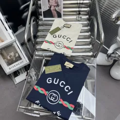 Luxus Gucci Kurzarm Baumwolle Klassischer Stil