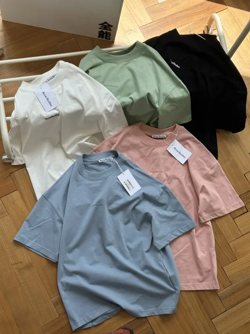 Premium Acne Studios Kurzarm Schwarz Baumwolle Logo Luxus