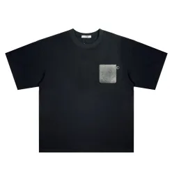 Hochwertiger Loewe Kurzarm Schwarz Baumwolle Patchwork Stil