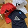Hochwertige Balenciaga Kurzarm-Logo-Kollektion in Marineblau