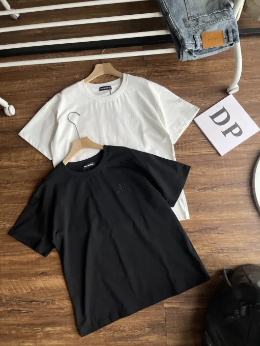 Balenciaga – Kurze Ärmel, schwarze Baumwolle, klassische Kollektion, Premiumqualität