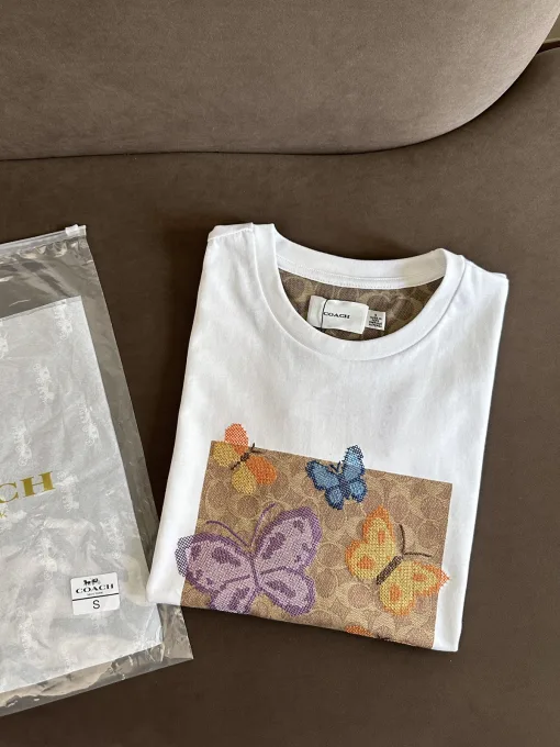 Coach Kurzarmhemden in Premiumqualität mit Strickdruck, Luxus