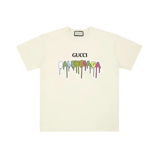 Hochwertiger Gucci Kurzarm-Baumwoll-Print im schwarzen Stil