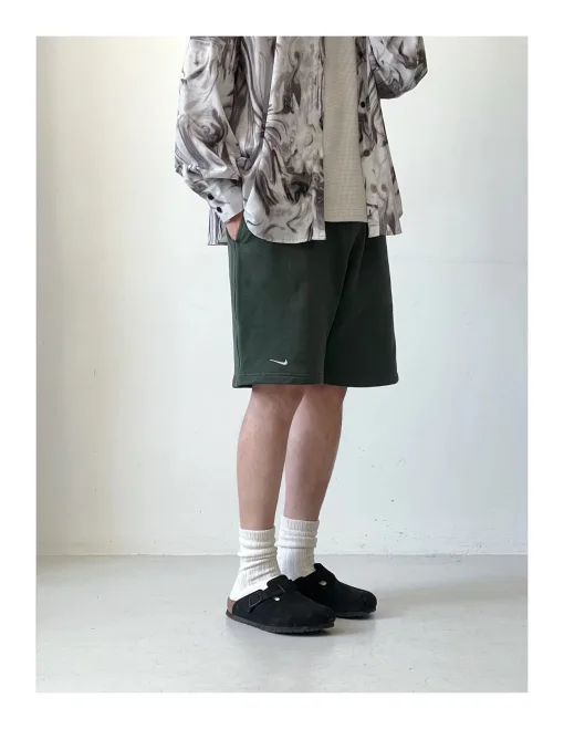 Hochwertige Nike Shorts Schwarz Baumwolle Bestickt Luxus
