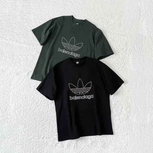 Meistverkaufte Balenciaga Kurzarm Schwarz Baumwolle Logo Stil