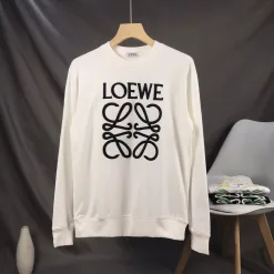 Premium Loewe Hoodie Schwarz Baumwolle Bestickt Stil