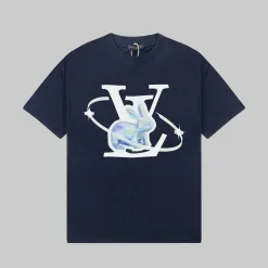 Meistverkaufte Louis Vuitton Kurzarm Silber Print Luxus