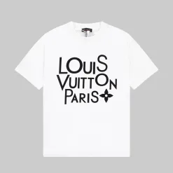 Luxus Louis Vuitton Kurzarm Weiß Print Luxus
