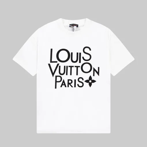 Luxus Louis Vuitton Kurzarm Weiß Print Luxus