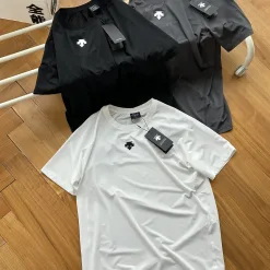 Hochwertiges Descente Kurzarm Grau Seide Logo Luxus