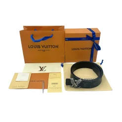 Luxus Louis Vuitton Gürtel Schwarzes Leder Logo Kollektion