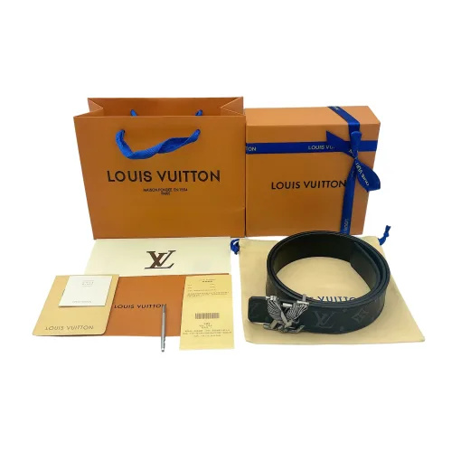 Luxus Louis Vuitton Gürtel Schwarzes Leder Logo Kollektion