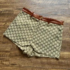 Hochwertige Gucci Shorts Braunes Leder Klassisch Luxus