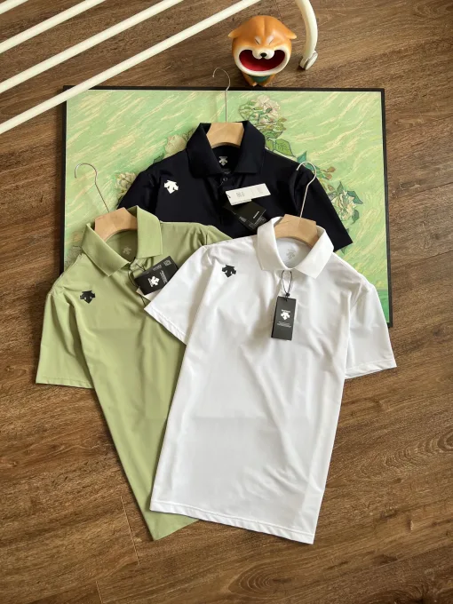 Hochwertige Descente Kurzarmhemden Navy Atmungsaktiver Stil