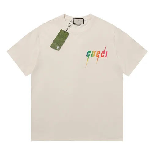 Hochwertiger Gucci-Kurzarm-Baumwoll-Print in Schwarz