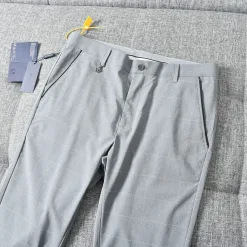 Premium Qualität Prada Straight-Leg Hose Schwarz Nylon Plaid Luxus