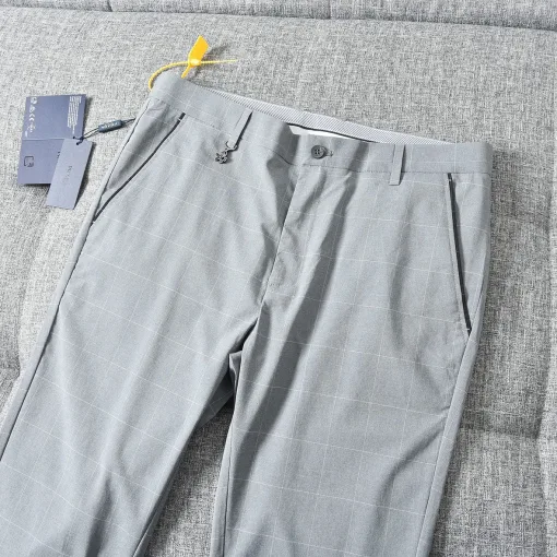 Premium Qualität Prada Straight-Leg Hose Schwarz Nylon Plaid Luxus