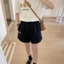 Hochwertige Ganni Shorts aus schwarzer Baumwolle mit Stickereien