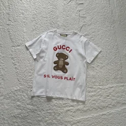Hochwertiger, atmungsaktiver Gucci-Stil mit kurzen Ärmeln in Weiß