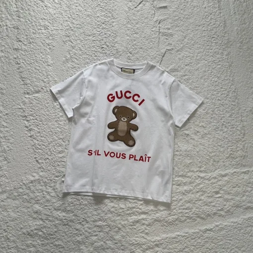 Hochwertiger, atmungsaktiver Gucci-Stil mit kurzen Ärmeln in Weiß