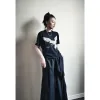 Luxus Yohji Yamamoto Kurzarm Grau Baumwolle Print Stil