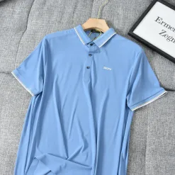 Premium Zegna Poloshirt Blau Baumwolle Classic Collection