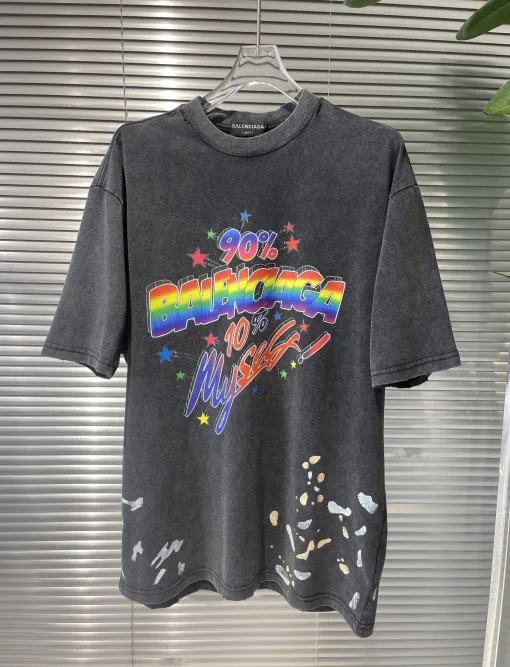 Hochwertige Balenciaga Kurzarm-Kollektion mit schwarzem Logo