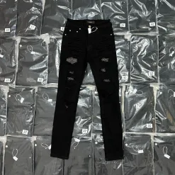 Bestseller Ami Hose Schwarz Leder Strass Luxus