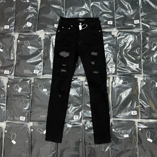Bestseller Ami Hose Schwarz Leder Strass Luxus