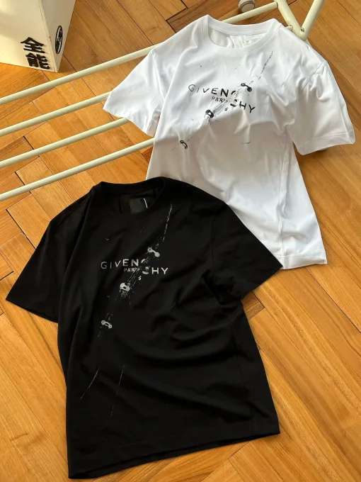 Premium Qualität Givenchy Kurzarm Schwarz Baumwolle Druck Luxus