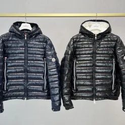 Hochwertige Moncler Mäntel Schwarz Kariert Luxus